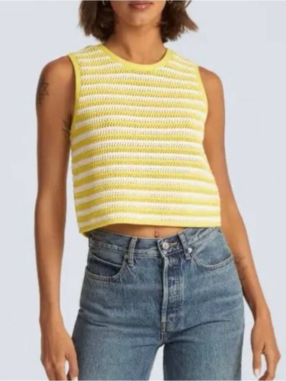 Everlane Yellow and White Striped Knit Tank